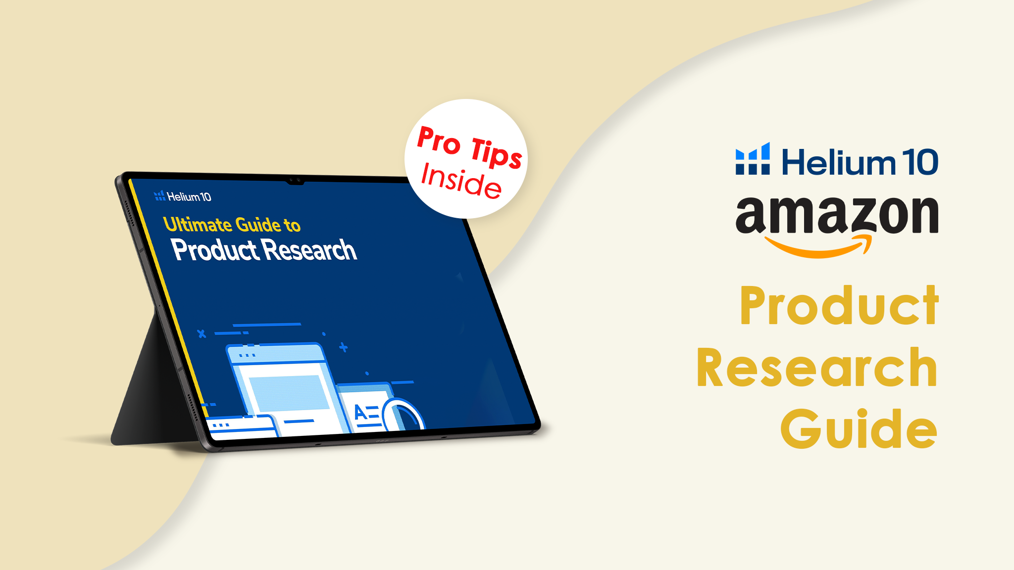 Cover of Helium 10 Amazon Product Research Guide showing product validation and research strategy